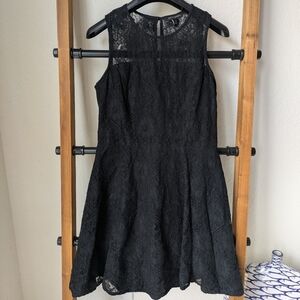 Banana Republic Women's Black Lace Mini A-Line Dress - Size 2P